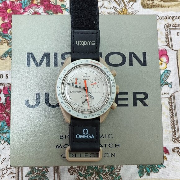👑POSH NWT Swatch X Omega Bioceramic Moonswatch Mission To Jupiter Watch - Picture 1 of 5